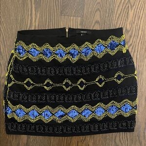 Forever 21 Black Skirt with Blue and Yellow Beading